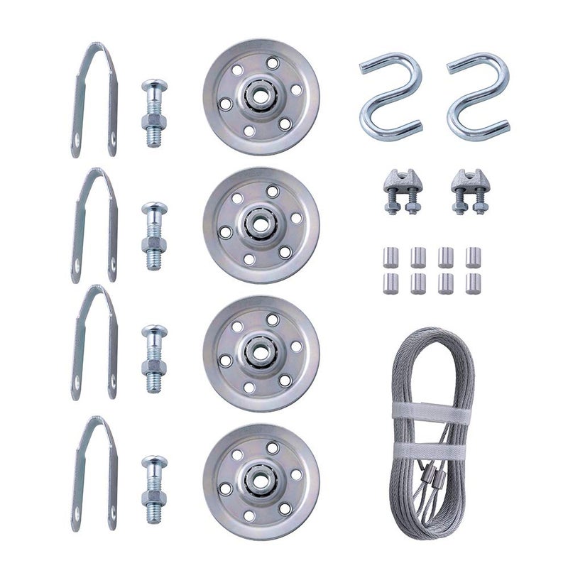 HOME MASTER HARDWARE Cable and Pulley Replacement Kit - 4pcs 3" Heavy Duty Pulleys,2pcs Galvanized Aircraft Cables - 3/32 Diameter 12 Fasteners for Overhead Sectional Garage Doors - Image 1